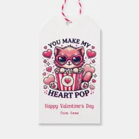 Cute Cat You Make My Heart Pop Classroom Gift Tags