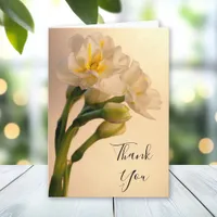 White Double Daffodils Thank You Note