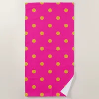 Hot Pink and Orange Polka Dot Beach Towel