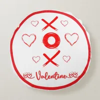 Valentine's XOXO with Hearts in Red | Round Pillow