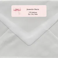 Pink bow return address  label