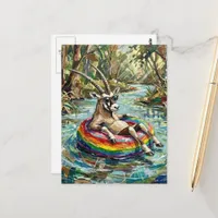 Colorful Funny Oryx on a Float Trip Postcard
