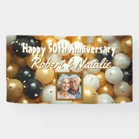 Black and Gold Balloons | Personalized Anniversary Banner