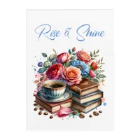 Rise and Shine Vintage Coffee Cup and Flowers Acrylic Print