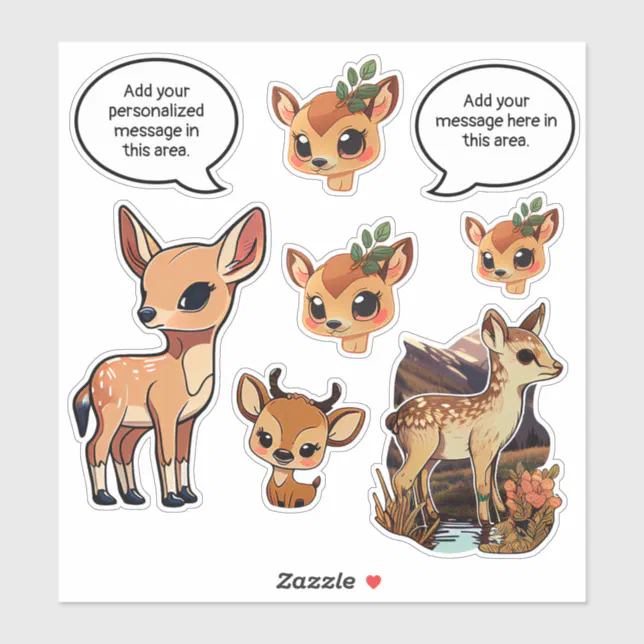 Cute fawn cartoon sticker