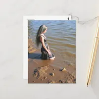 A Sad Woman Kneels in the Water  Postcard