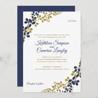 Exquisite Vines Wedding Invitation | Navy & Gold