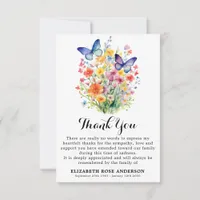 Sympathy Wildflowers Butterflies Memorial Funeral Thank You Card