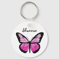 Personalized Pink Butterfly  Keychain