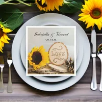 Rustic Sunflower Woodland Wedding Paper Napkins