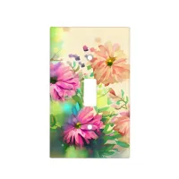 Pink and Coral Vintage Flowers  Light Switch Cover