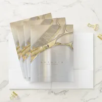 Sheen and Shears Hair Stylist Gold/Silver ID814 Pocket Folder