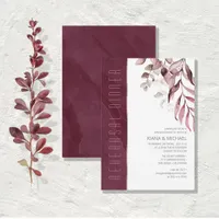 Dreamy Foliage Rehearsal Dinner Burgundy ID817 Invitation