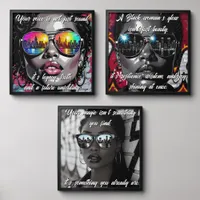 A Set of Three Inspirational Quotes | Black Women Peel And Stick Photo Tile