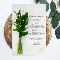 Greenery on White Wedding Menu