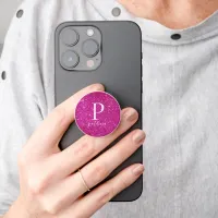 Personalized Cute Pink Glitter Elegant Monogram PopSocket