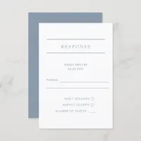  Simple Elegant Minimal Modern Dusty Blue Wedding  RSVP Card