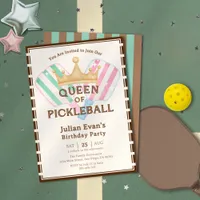 Retro County Club Queen of Pickleball Birthday Invitation