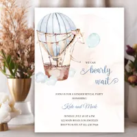 Watercolor Giraffe in Air Balloon Gender Reveal  Invitation