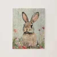 Mixed Media Brown Rabbit Jigsaw Puzzle