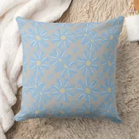 Blue Flower Floral Pattern - Throw Pillow