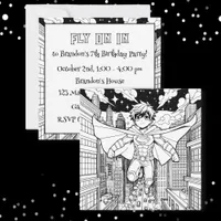 Anime Superhero Boy | Coloring Page Birthday  Invitation