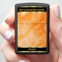 Elegant warm orange marble texture zippo lighter