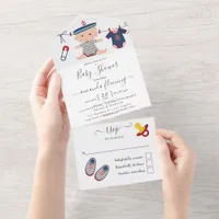 Cute Nautical Boy Baby Shower All In One Invitatio Invitation