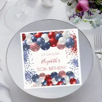 Birthday patriotic USA red white blue flag  Napkins