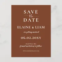 Terracotta Rustic Burnt Orange Save The Date Announcement Postcard