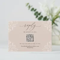 Elegant Champagne Tan Neutral Wedding QR Code RSVP Card