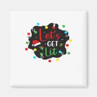 Let's Get Lit Funny Christmas Drinking Lights Sant Magnet