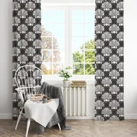 Black & White Seashell Coastal Blackout Curtains