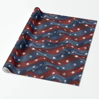 Red White Blue American Flag Stars Pattern Wrapping Paper