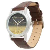 60th birthday black gold monogram elegant watch