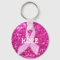 Hope Pink Awareness Ribbon  Breast Cancer Keychain