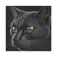 AI Black Cat with Yellow Eyes Metal Print