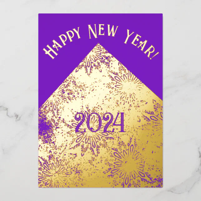 Happy new year 2024 gold pattern  foil invitation