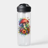 Frog Flowers Butterflies and Mushroom Personalized Water Bottle