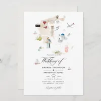 Watercolor Map of Greece Destination Wedding Invit Invitation