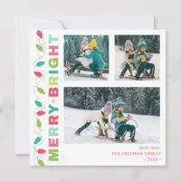 Colorful Lights Merry + Bright Photo Card