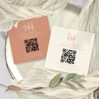 2 QR Codes Terracotta Cream Wedding Details RSVP Enclosure Card