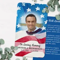 Patriotic Photo American Flag Funeral Prayer Card 