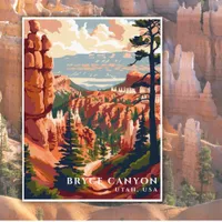 Bryce Canyon National Park USA Travel Watercolor Postcard