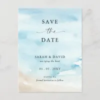 Watercolor Ocean Sea Summer Beach Save the Date Announcement Postcard