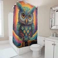 Cosmic Owl: Vibrant Wisdom Shower Curtain