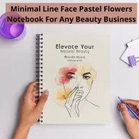 Minimal Art Line Face Flowers Beauty Logo Notebook