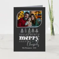 Urban Chic Hand Drawn Merry Christmas Photo Foil Holiday Card