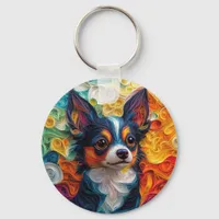 Colorful Chihuahua Dog Portrait Keychain