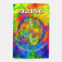 [Atomic Tie-Dye] Hippie Freak Peace Welcome Garden Flag